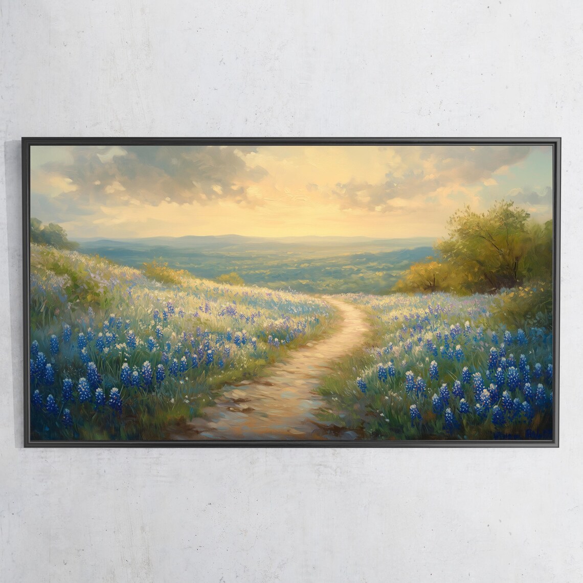 Texas Bluebonnets Sunset Field Winding Path Hill Country Travel Poster - Image 3