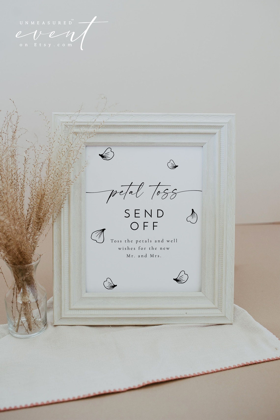Petal Toss Send Off Wedding Sign Template Minimalist Printable Poster - Image 2