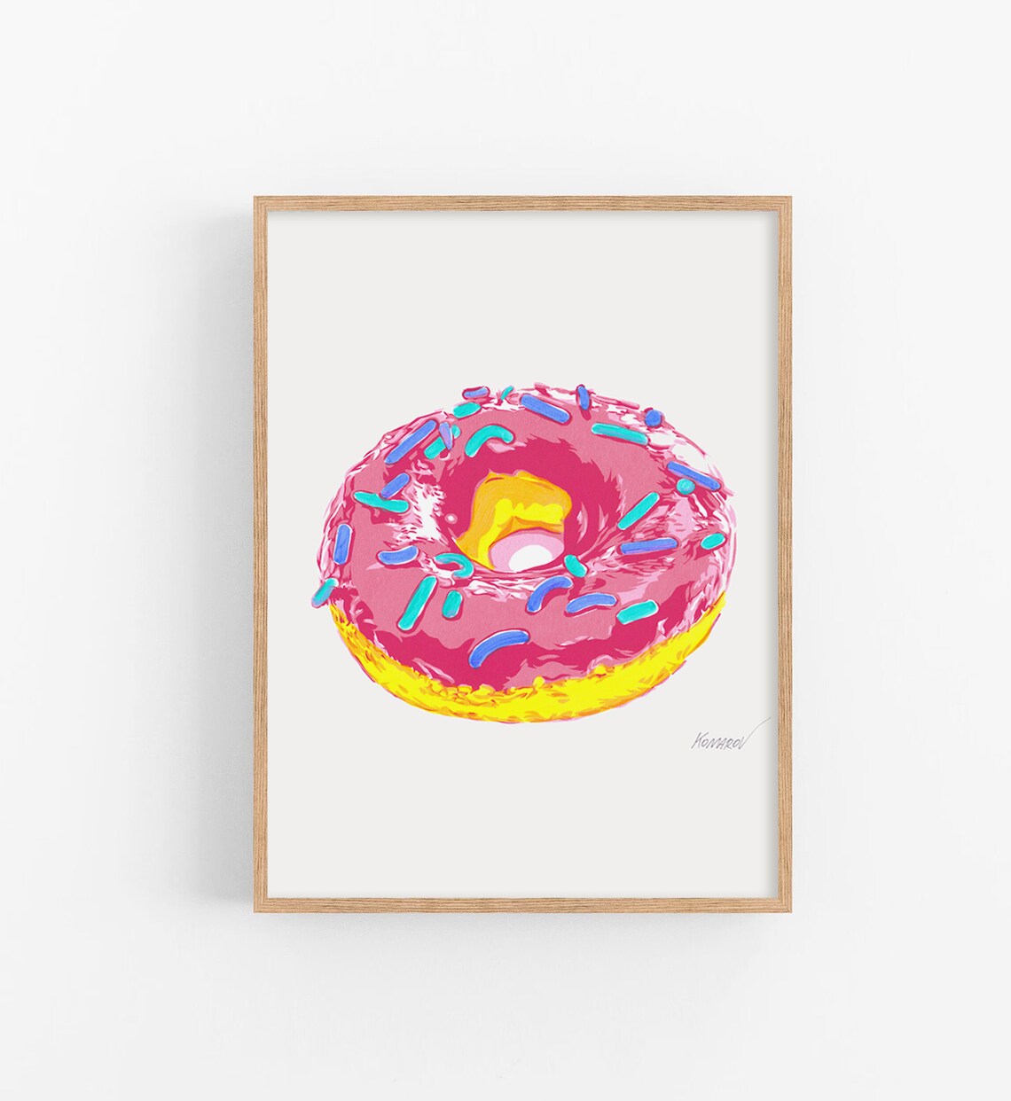 Pink Sprinkle Donut Pop Art Sweet Dessert Kitchen Wall Poster