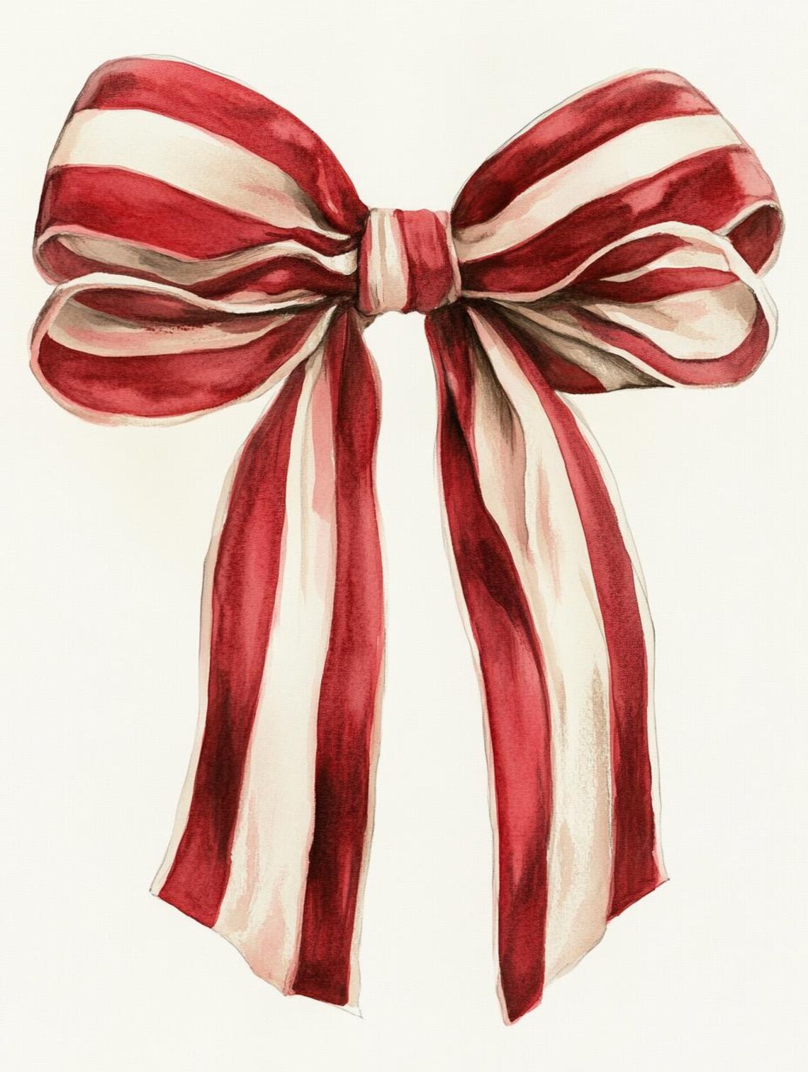 Red And Cream Striped Ribbon Bow Candy Stripe Vintage Holiday Poster - Image 3