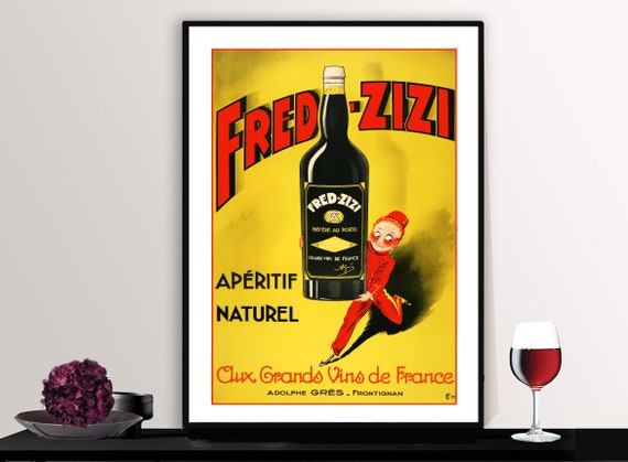 Fred Zizi Aperitif Naturel Vintage Fooddrink Poster Poster Print Or Print Gift Idea Wall Decor