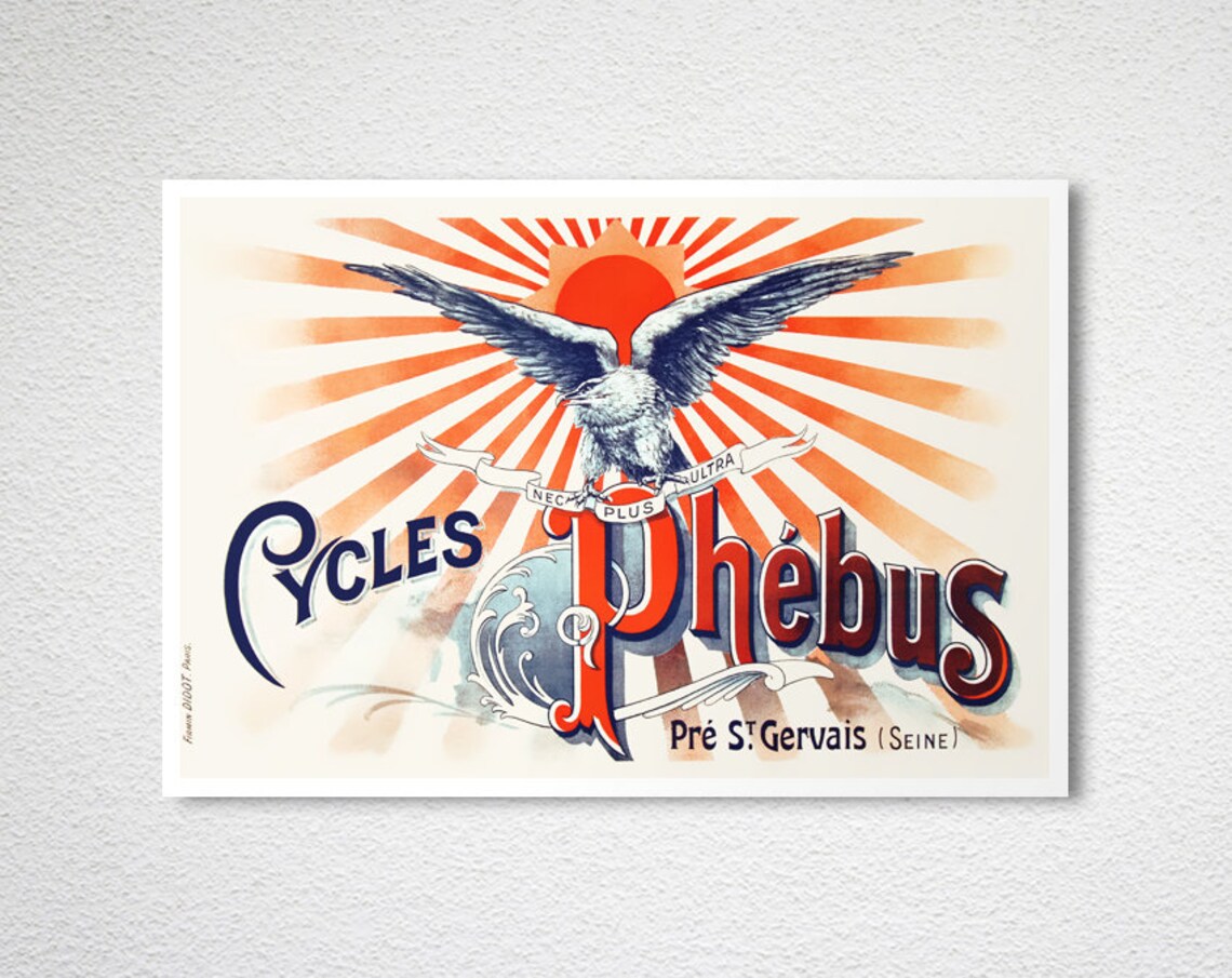 Cycles Phebus Vintage French Bicycle Brand Advertising Poster - Image 2