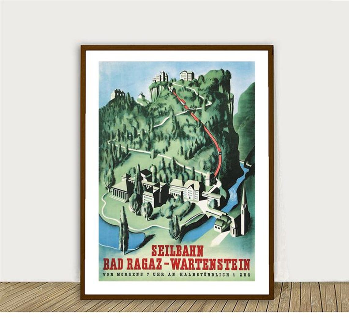 Seilbahn Bad Ragaz Wartenstein Swiss Alpine Cable Car Poster - Image 2