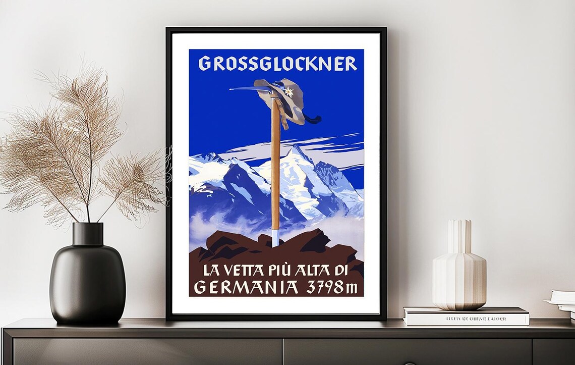 Grossglockner Vintage Ski Poster, Germany Gift Idea - Image 2