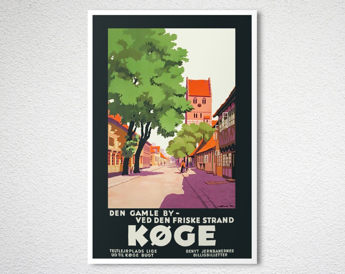 Koge Den Gamle By Historic Vintage Danish Seaside Town Poster - Image 2