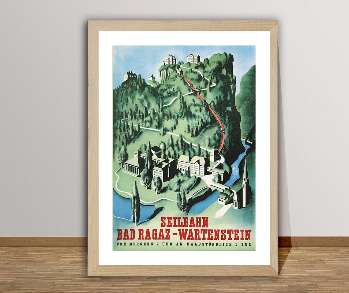 Seilbahn Bad Ragaz Wartenstein Swiss Alpine Cable Car Poster