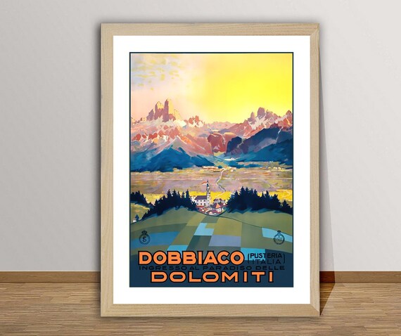 Dobbiaco Dolomiti Vintage Travel Poster, Italy