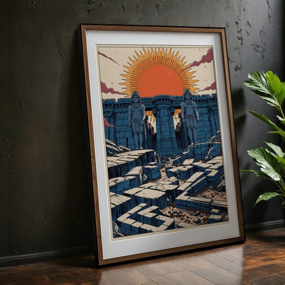 Ancient Sun Gods Egyptian Ruins Illustration