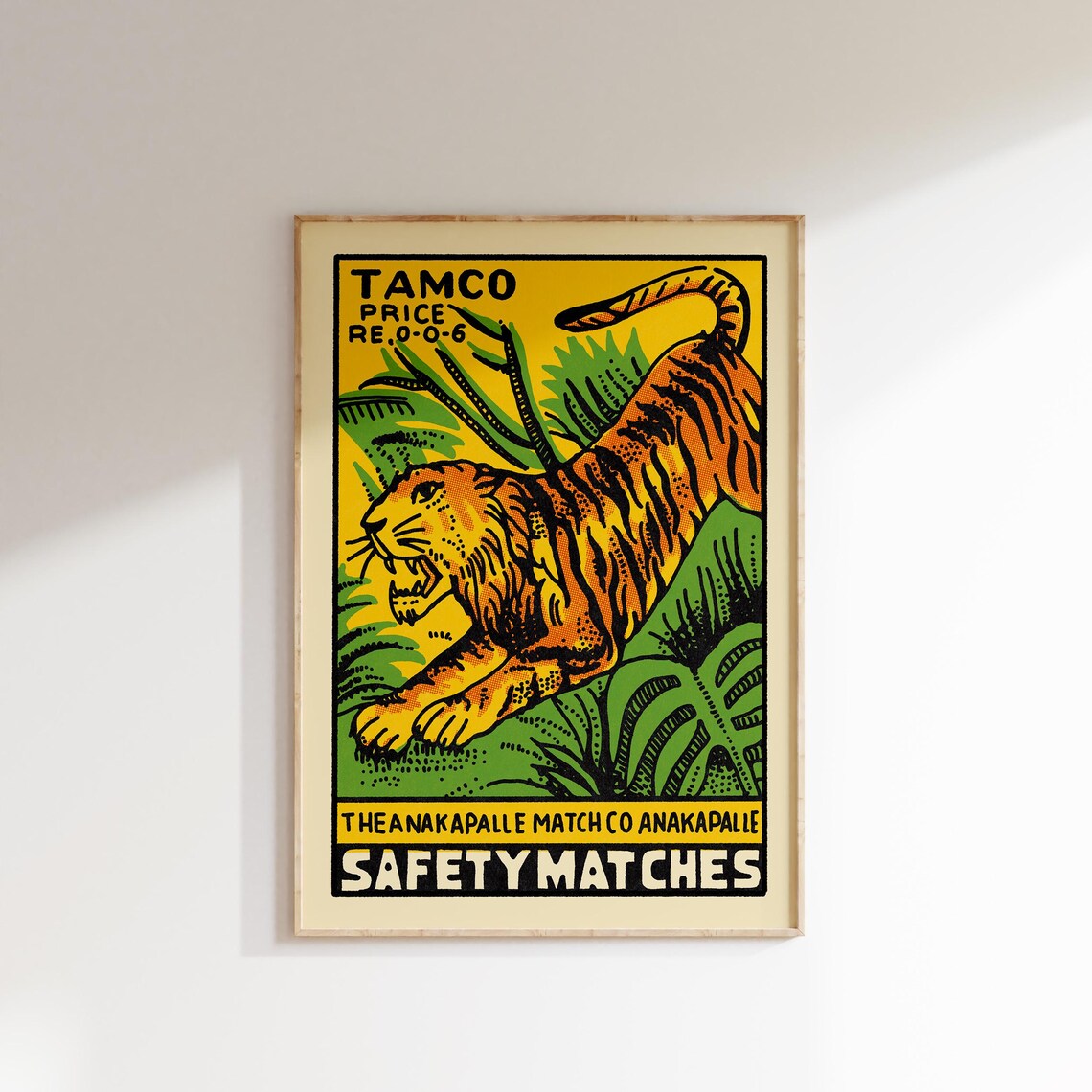 Retro Indian Matchbox Tiger Vintage Poster Art Print