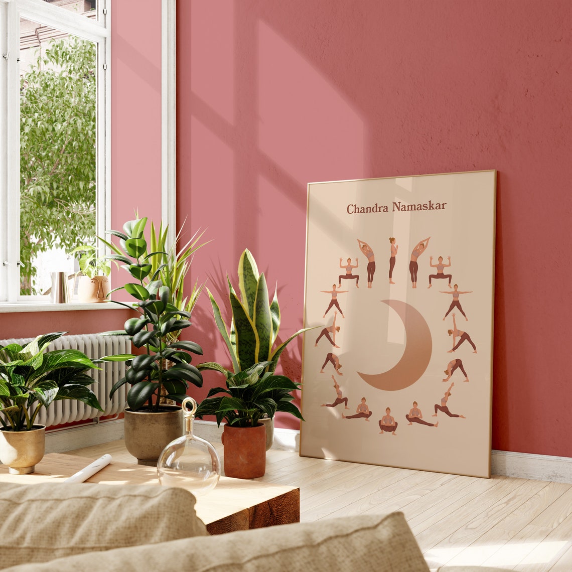 Chandra Namaskar Moon Salutation Yoga Poses Chart Minimalist Poster - Image 5