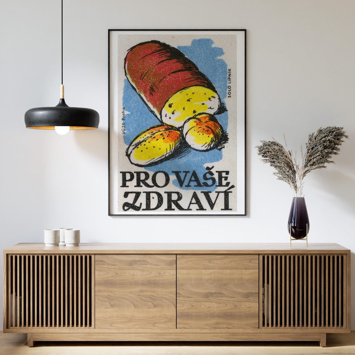 Pro Vase Zdravi Czech Bread Loaf Vintage Health Matchbox Poster - Image 4