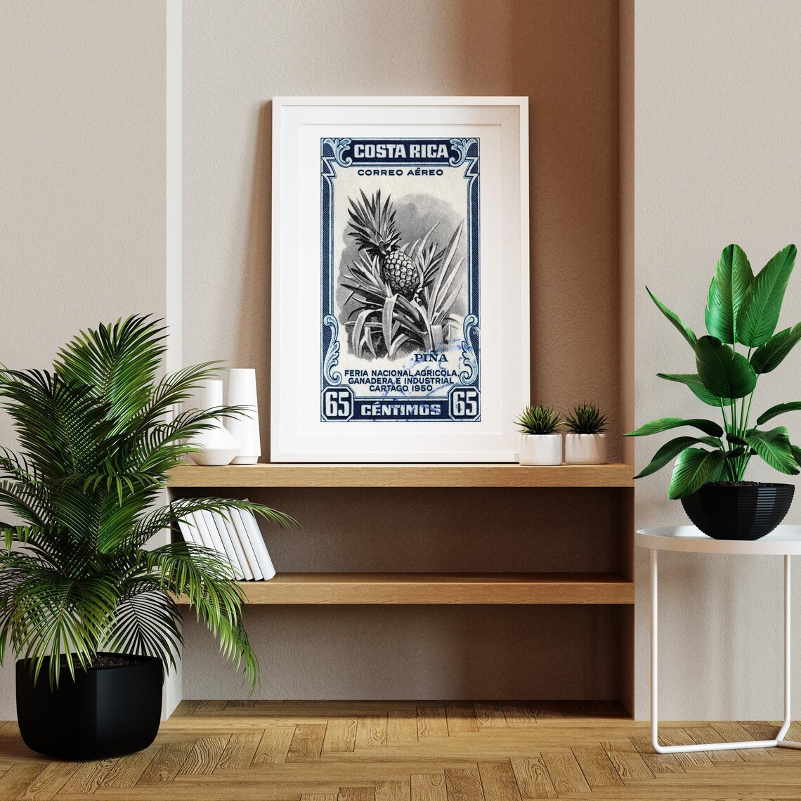 Costa Rica 1950 Pineapple Airmail Cartago Fair Stamp Art Poster - Image 2