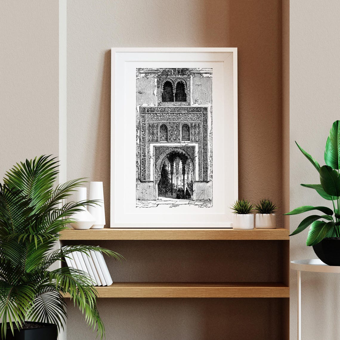 Alhambra Moorish Doorway Engraving Historic Spain Architecture Poster - Image 2