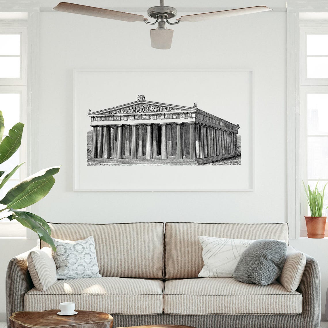 Restored Parthenon Athens Ancient Greek Temple Engraving Poster - Image 3