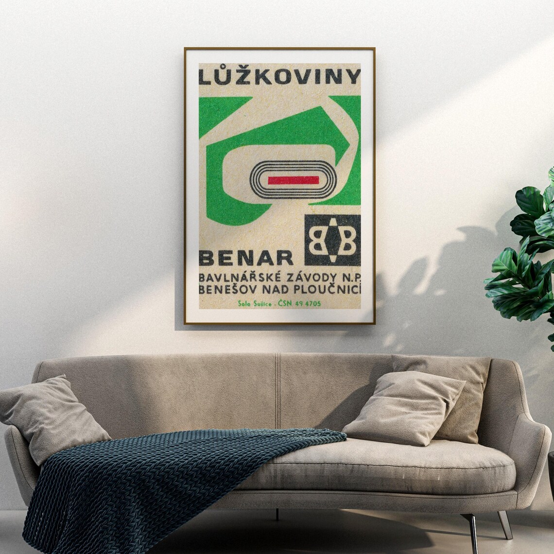 Benar Bedding Bavlnarske Zavody Green Abstract Vintage Poster - Image 3