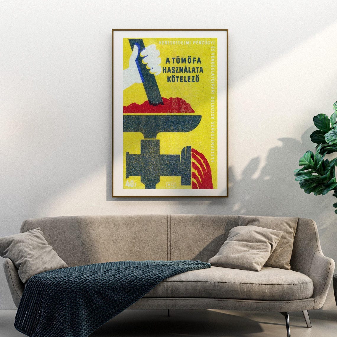 Meat Grinder Mincing Machine Vintage Hungarian Matchbox Poster - Image 3