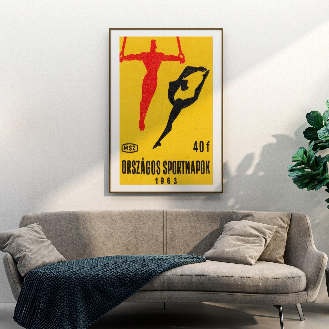 Hungarian National Sports Days 1963 Gymnast Vintage Matchbox Poster - Image 3
