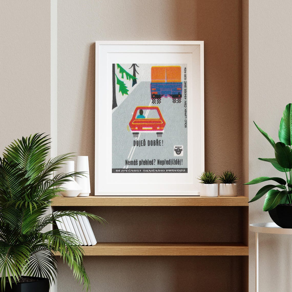 Drive Safely Do Not Overtake Road Safety Vintage Car Art Poster - Image 2