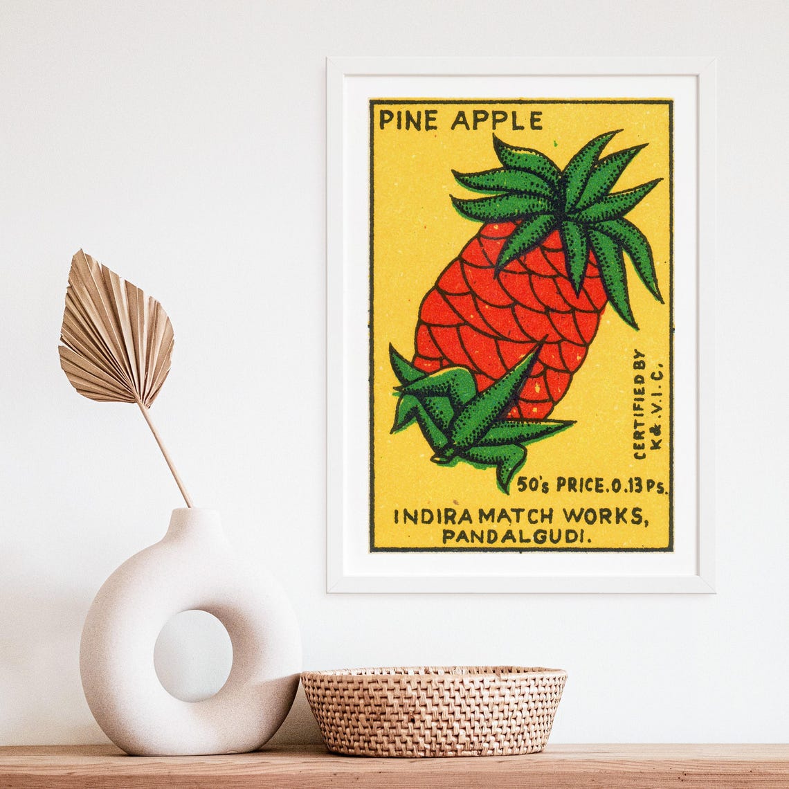 Pineapple Vintage Indian Matchbox Label Red Fruit Art Poster - Image 4