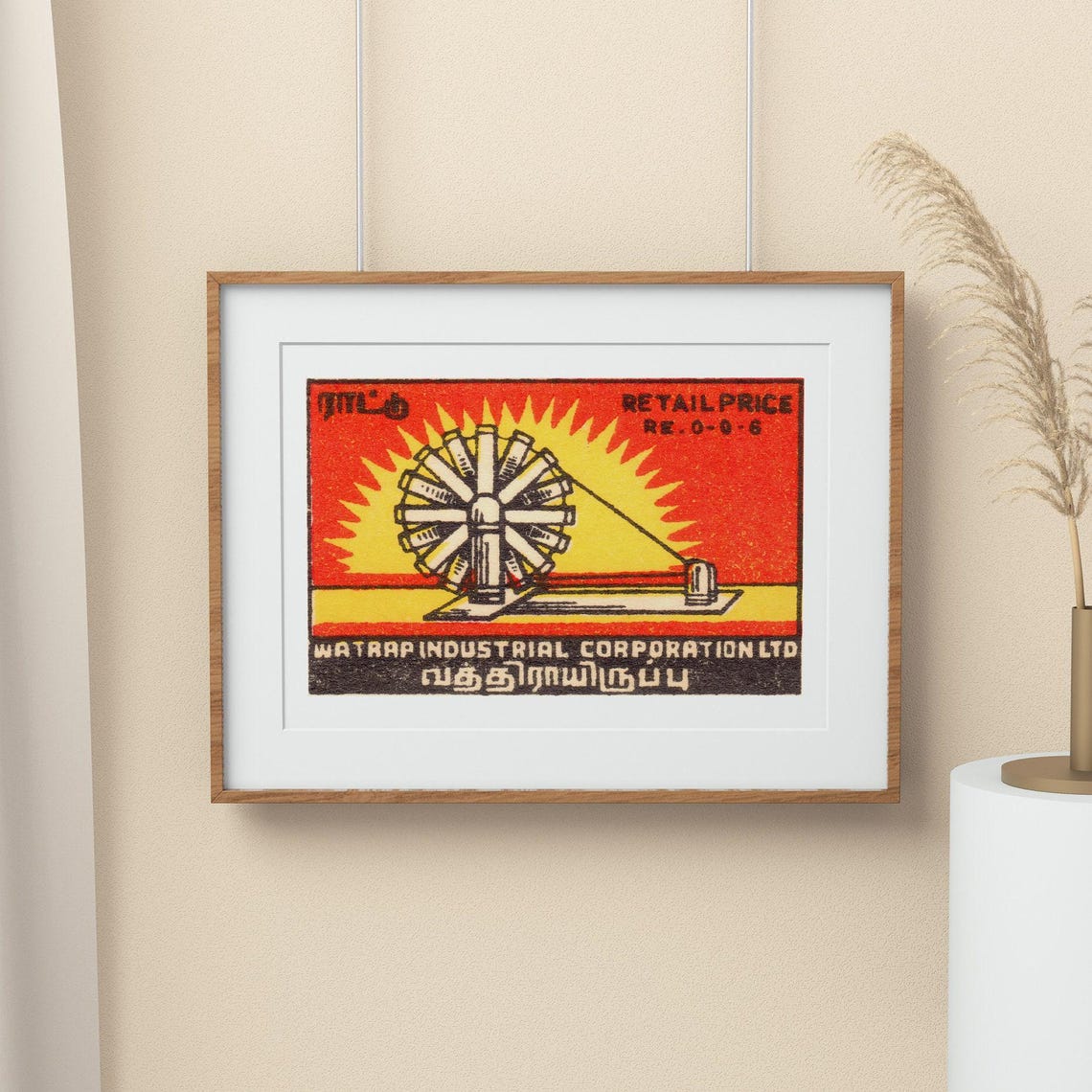 Watrap Charkha Spinning Wheel Indian Vintage Label Industrial Poster - Image 2