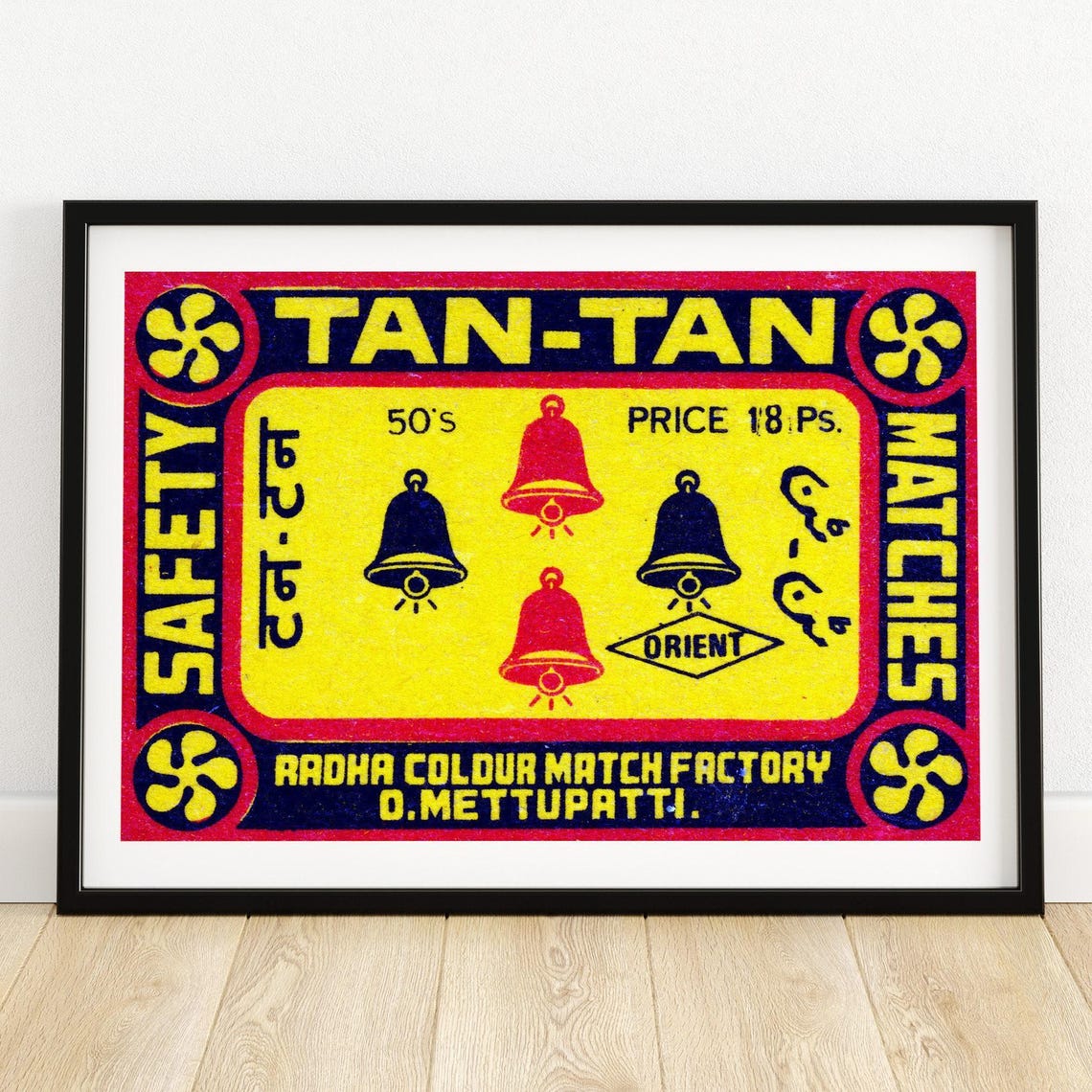 Tan Tan Bells Vintage Indian Safety Matches Label Art Poster