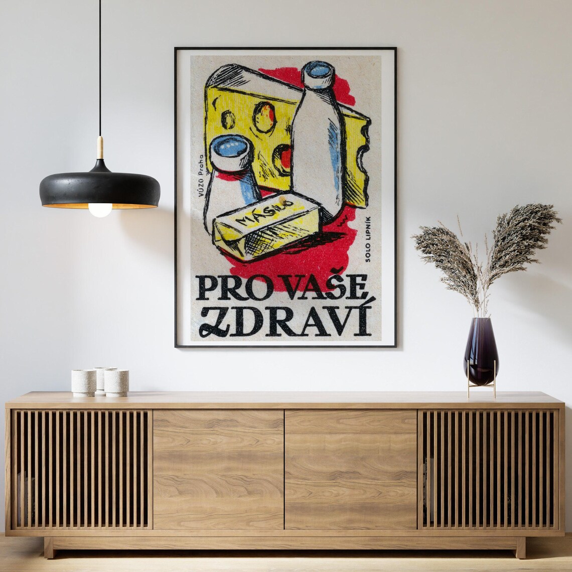 Pro Vase Zdravi Czech Dairy Cheese Milk Butter Vintage Poster - Image 4
