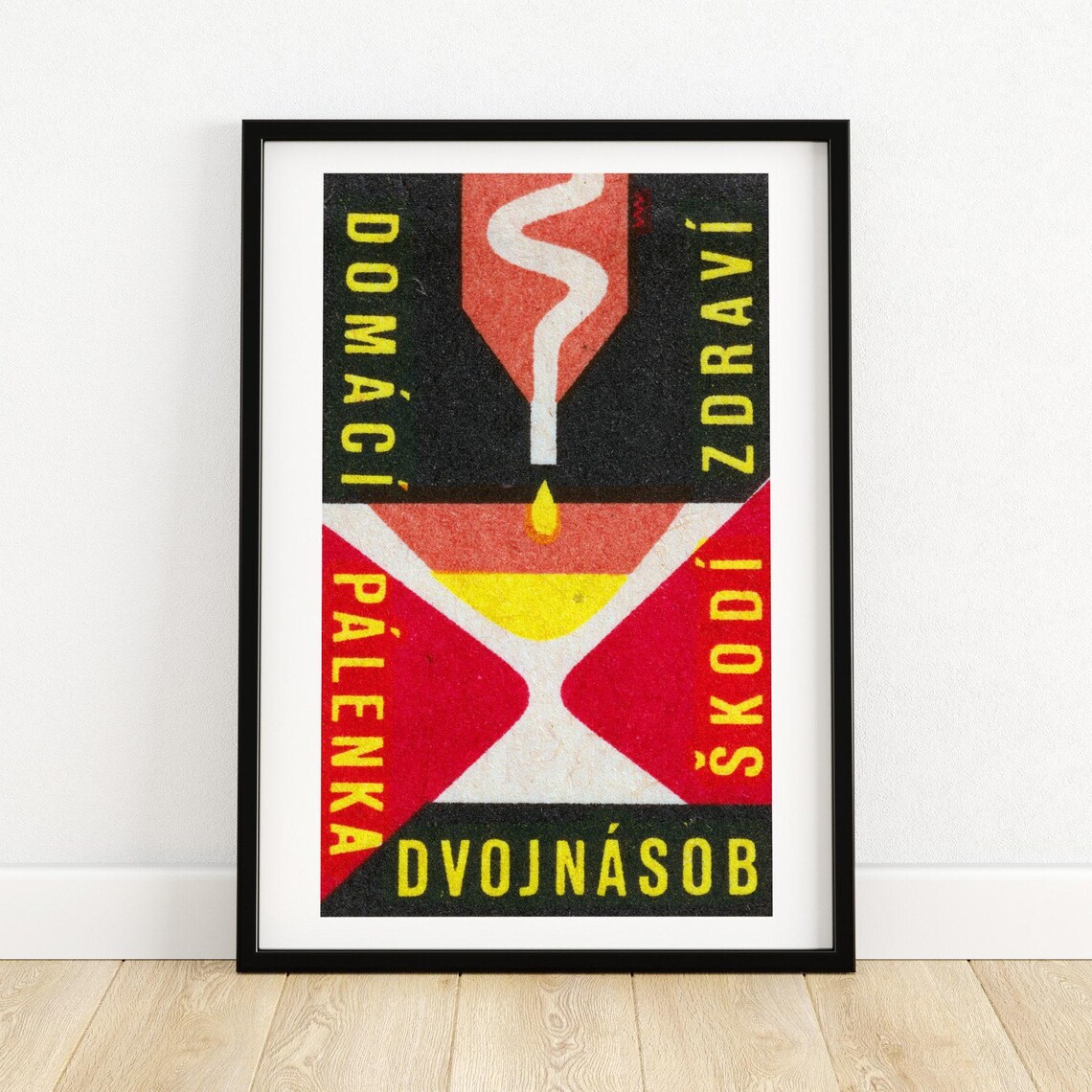 Homemade Alcohol Matchbox Vintage Czech Art Poster