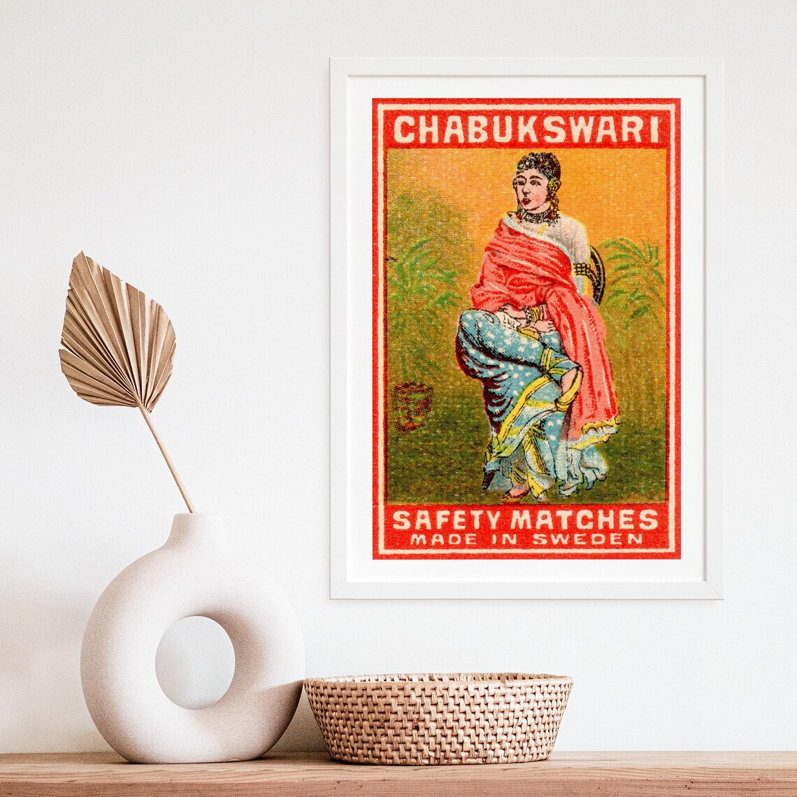 Chabukswari Seated Woman Sari Swedish Vintage Safety Matches Poster - Image 4