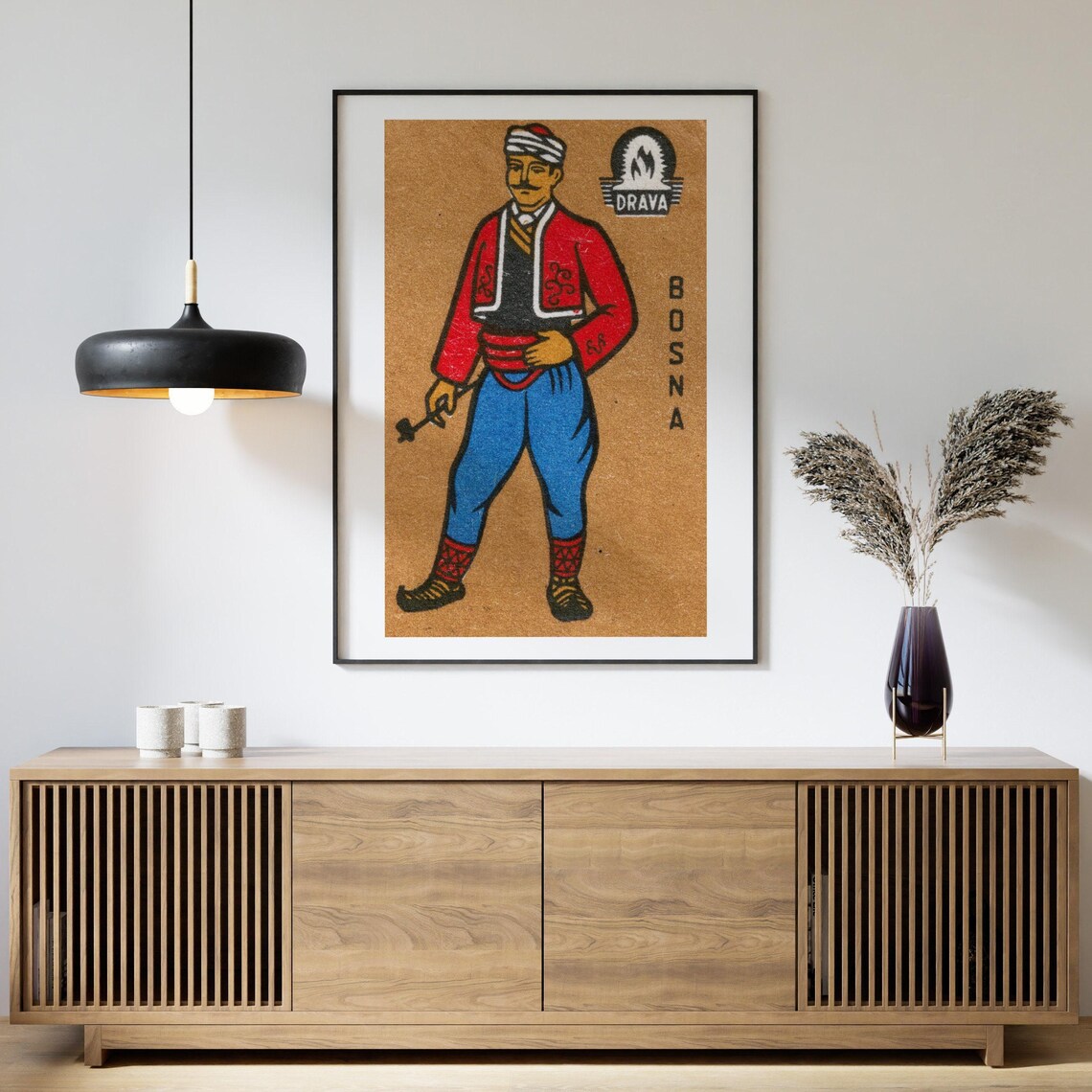 Bosnian Man Matchbox Print, Vintage Eastern Europe - Image 3