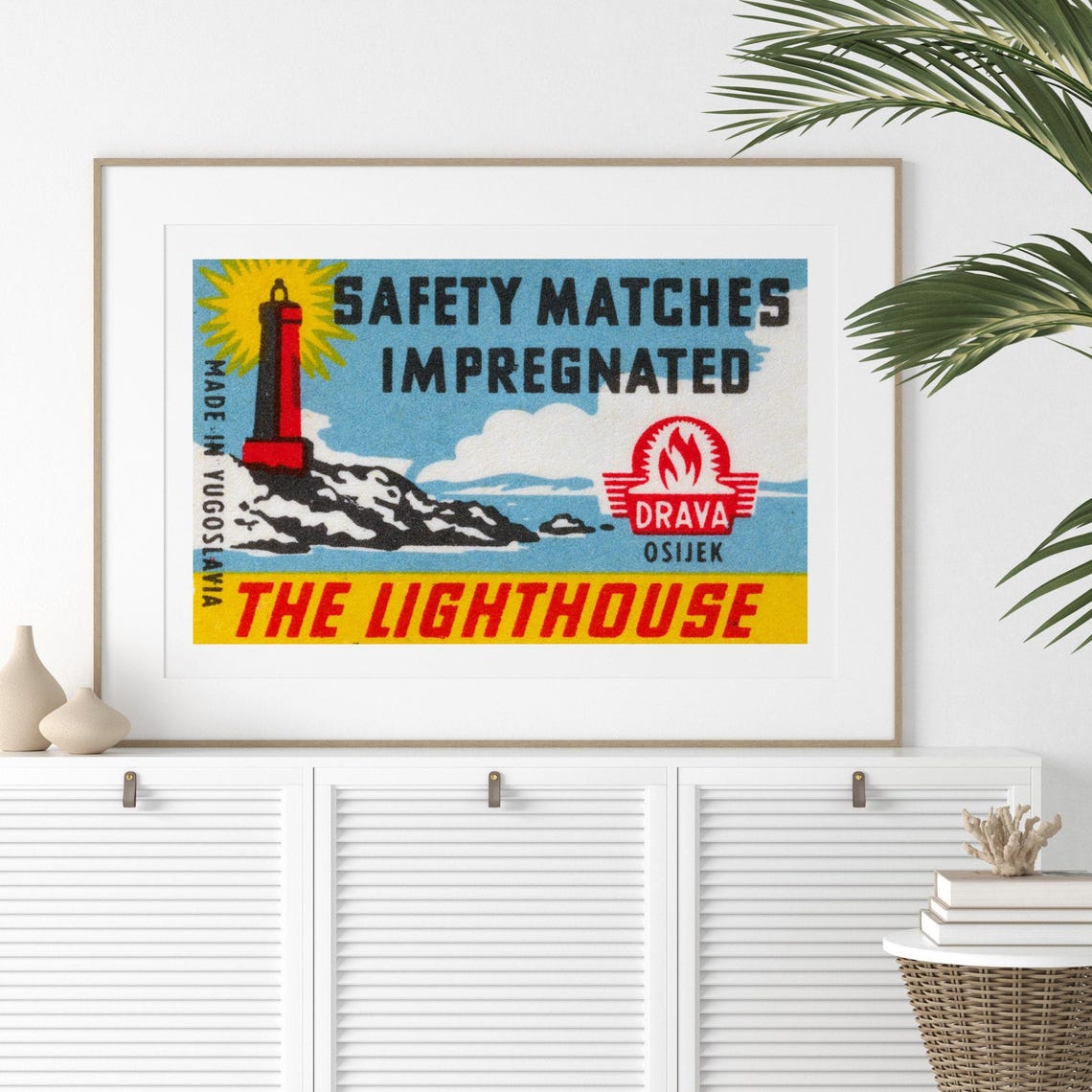 The Lighthouse Drava Osijek Yugoslavia Vintage Coastal Matchbox Poster - Image 2