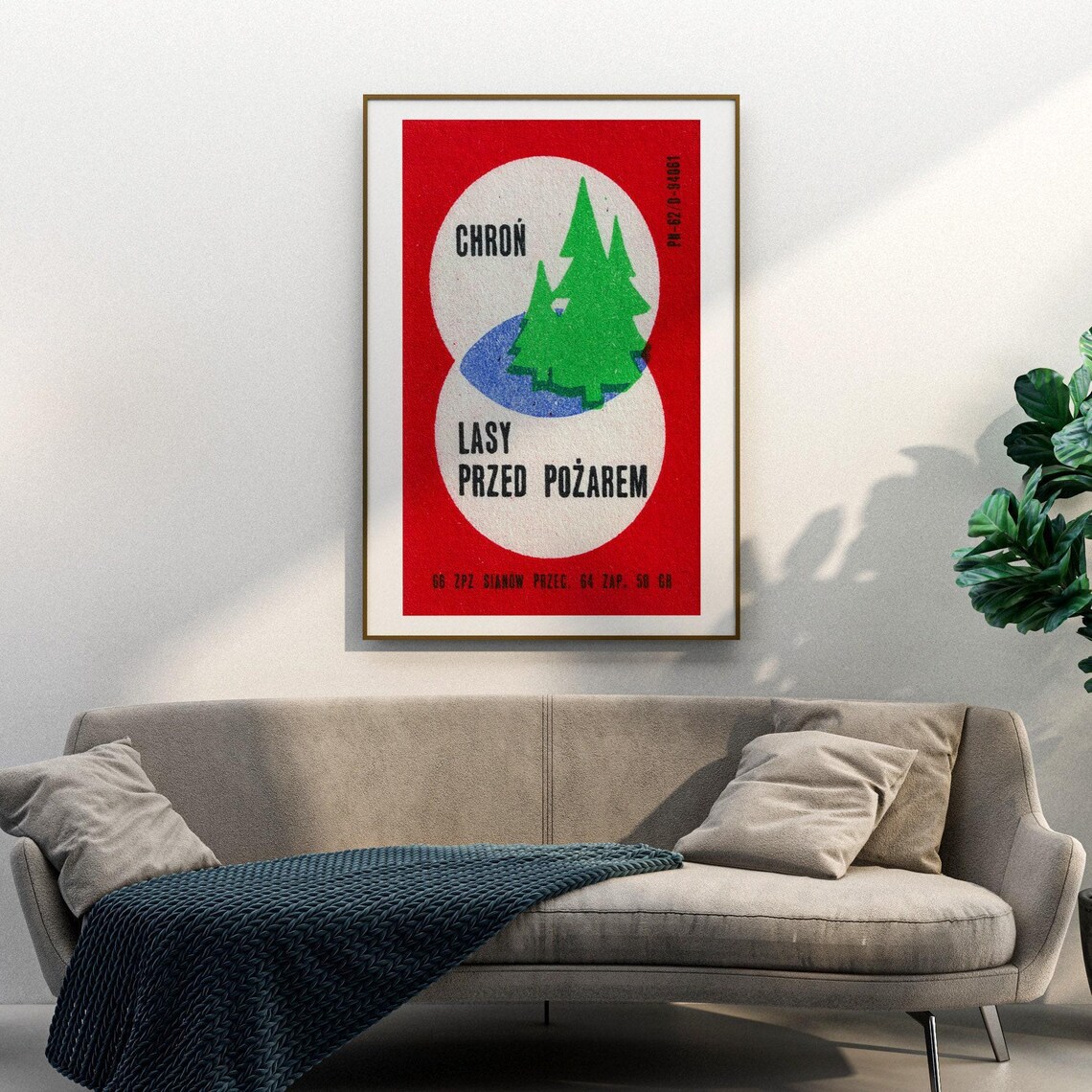 Chron Lasy Przed Pozarem Polish Forest Fire Safety Matchbox Poster - Image 3