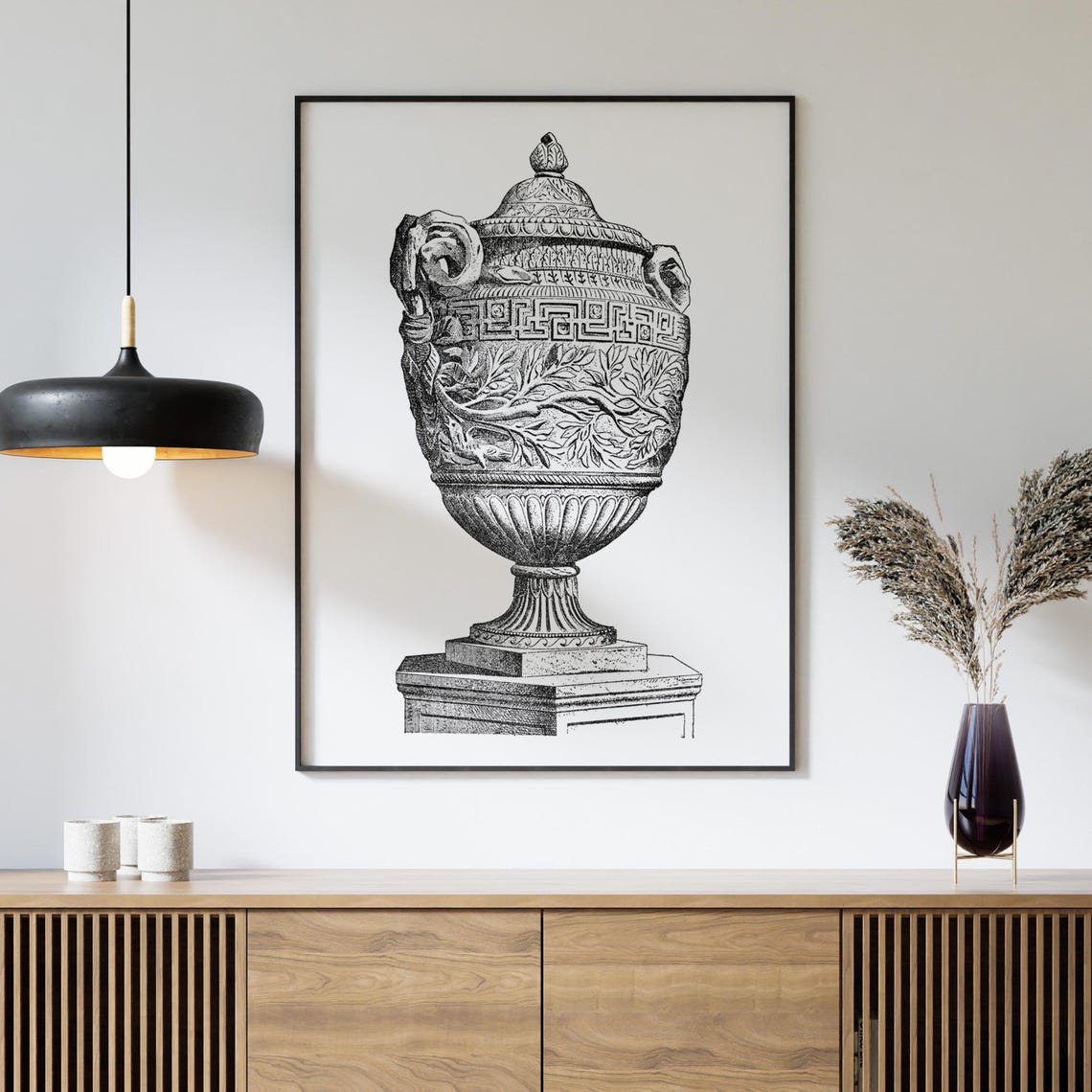 Ancient Roman Marble Urn Engraving Architectural Illustration Poster - Image 4
