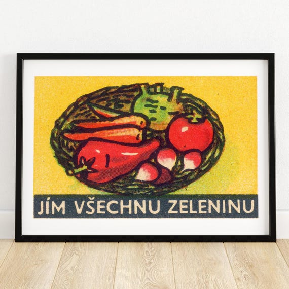 Colorful Czech Poster Print Mid Century Kitchen Decor Vintage Vegetable Art Collectible Wall Art Unique Gift Idea A4