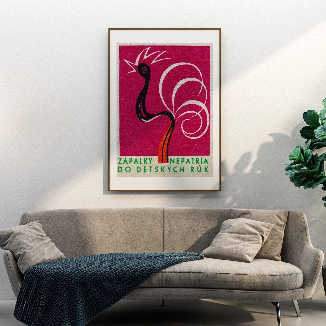 Matches Away From Children Slovak Rooster Safety Label Art Poster - Image 3