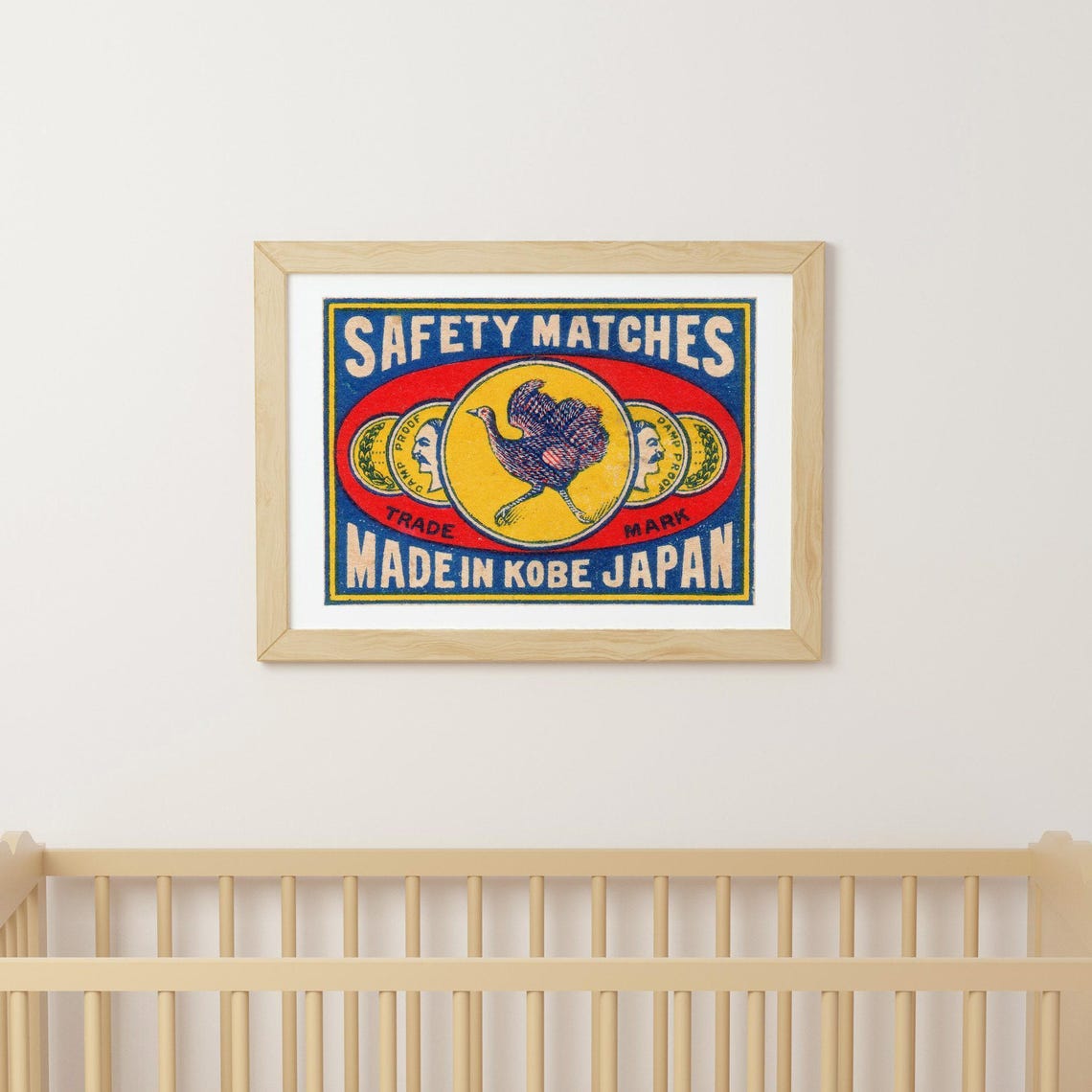 Made In Kobe Japan Safety Matches Running Bird Trade Mark Art Poster - Image 3