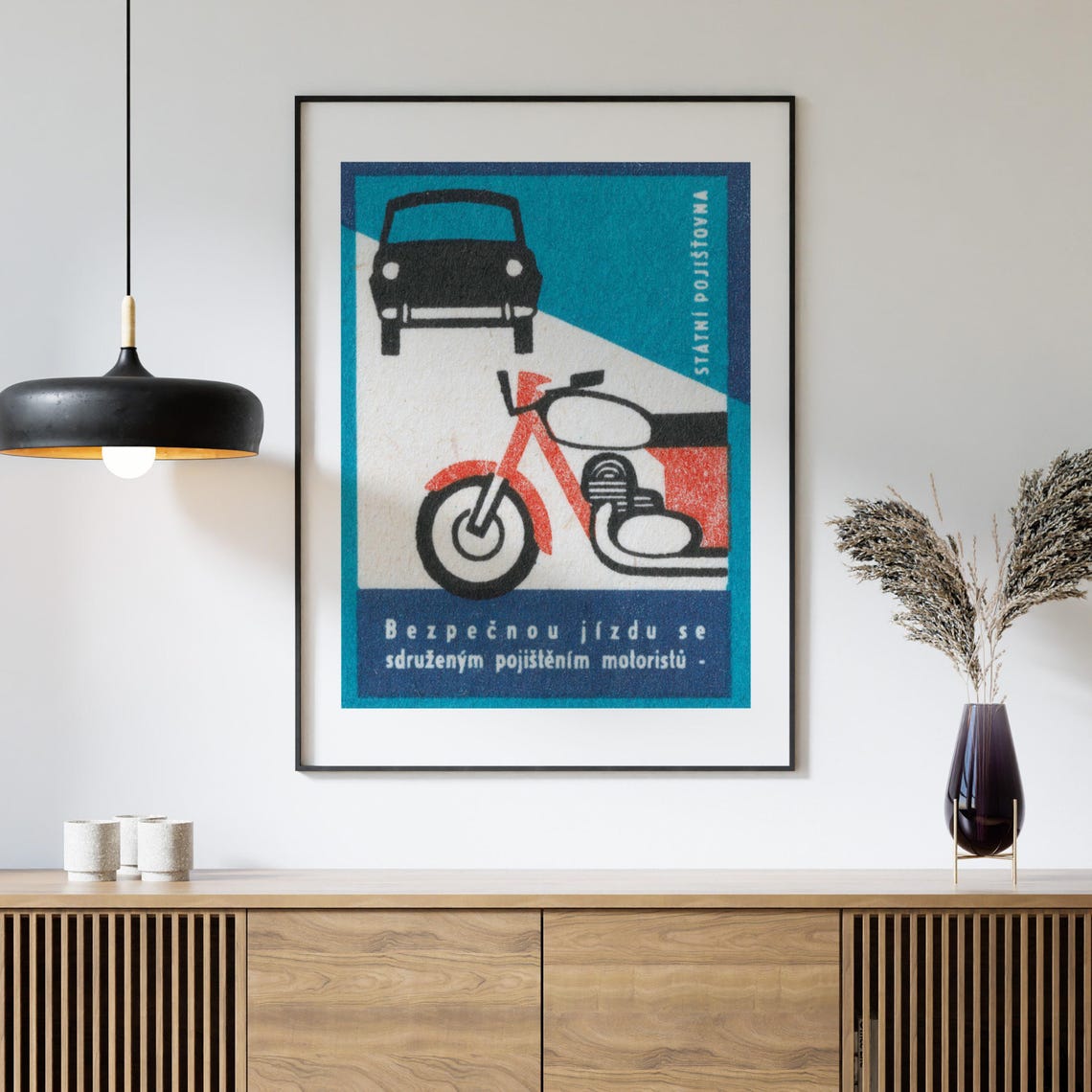 Safe Driving Motorist Insurance Czech Car Motorcycle Label Print - Image 4