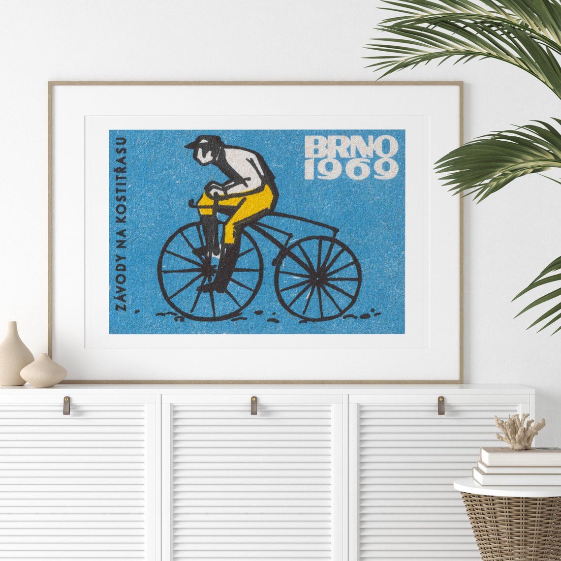 Brno 1969 Vintage Bicycle Race Bone Shaker Czech Matchbox Poster - Image 2