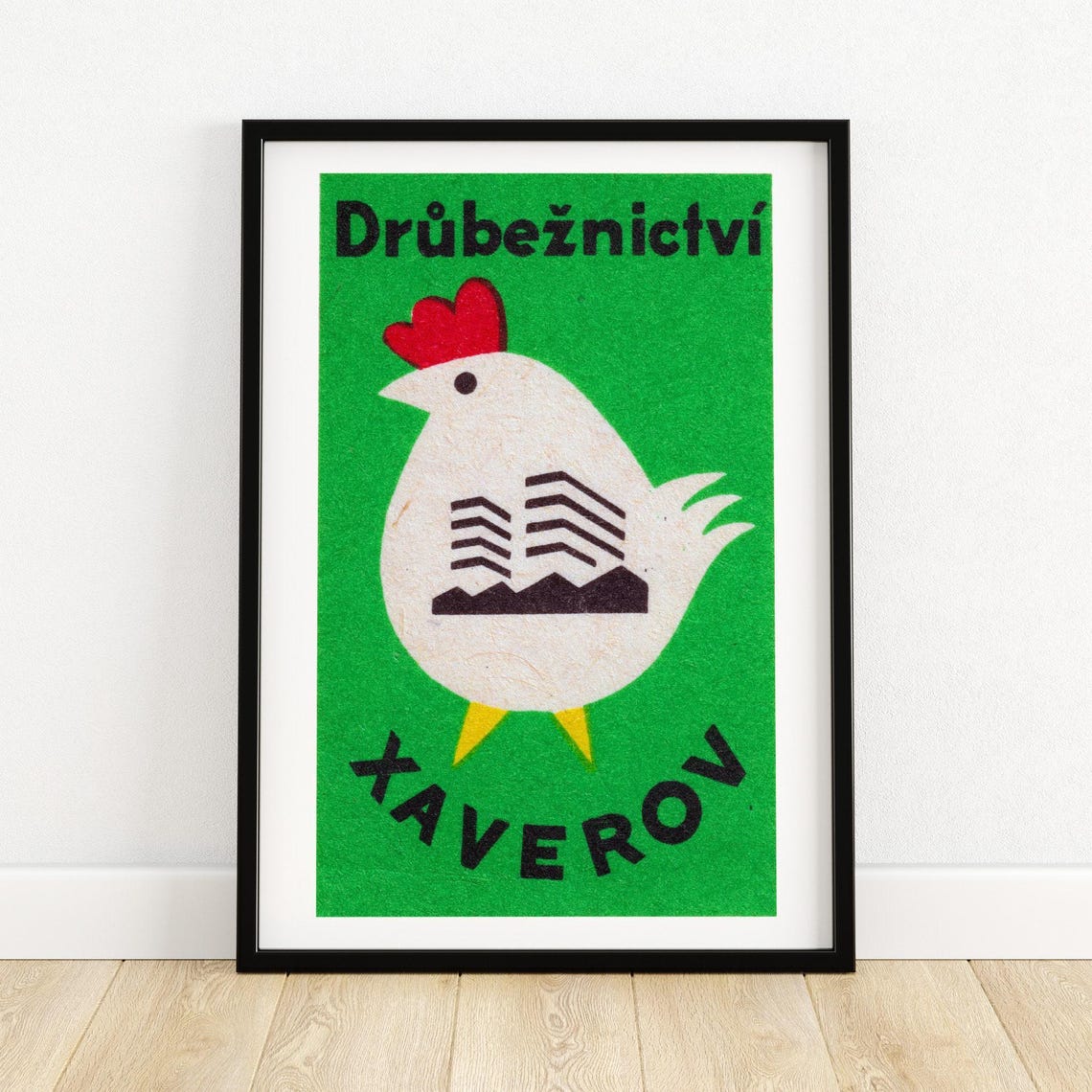 Drubeznictvi Xaverov Czech Poultry Chicken Vintage Label Poster