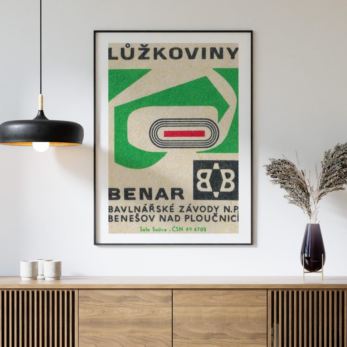 Benar Bedding Bavlnarske Zavody Green Abstract Vintage Poster - Image 4