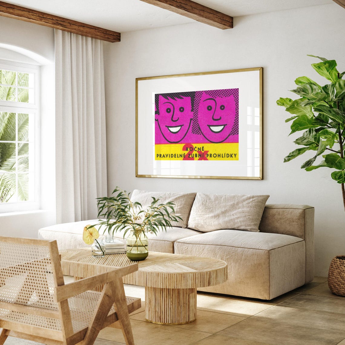 Twice Yearly Dental Checkups Smiling Faces Matchbox Label Poster - Image 4