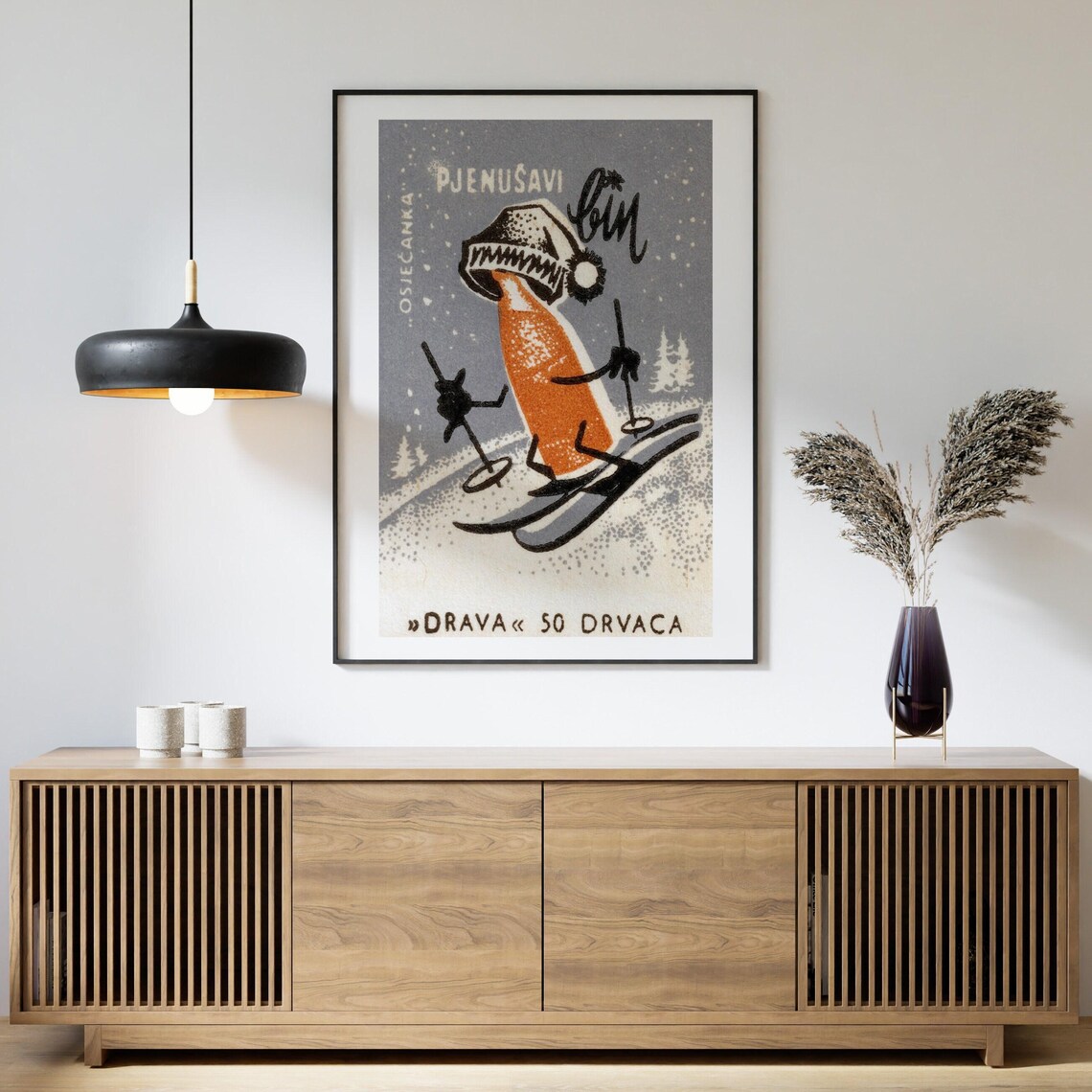 Skiing Beer Matchbox Vintage Eastern Europe Poster - Image 4