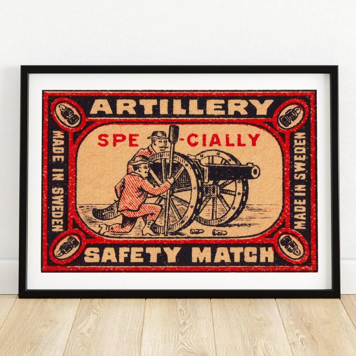 Sweden Artillery Matchbox Vintage Poster Print