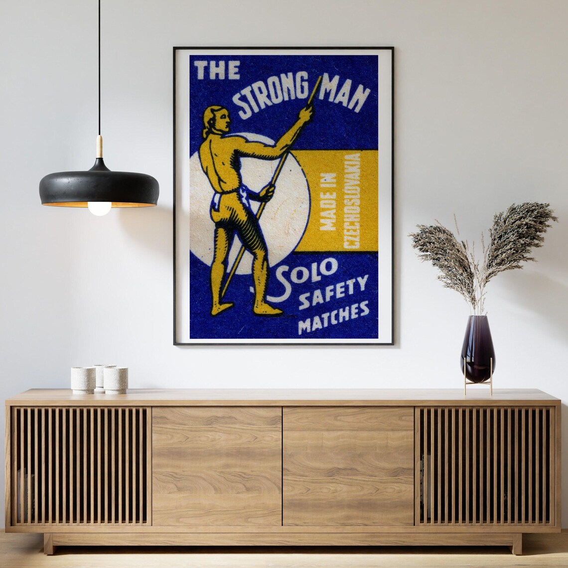 Strong Man Matchbox Vintage Czech Art Print - Image 4