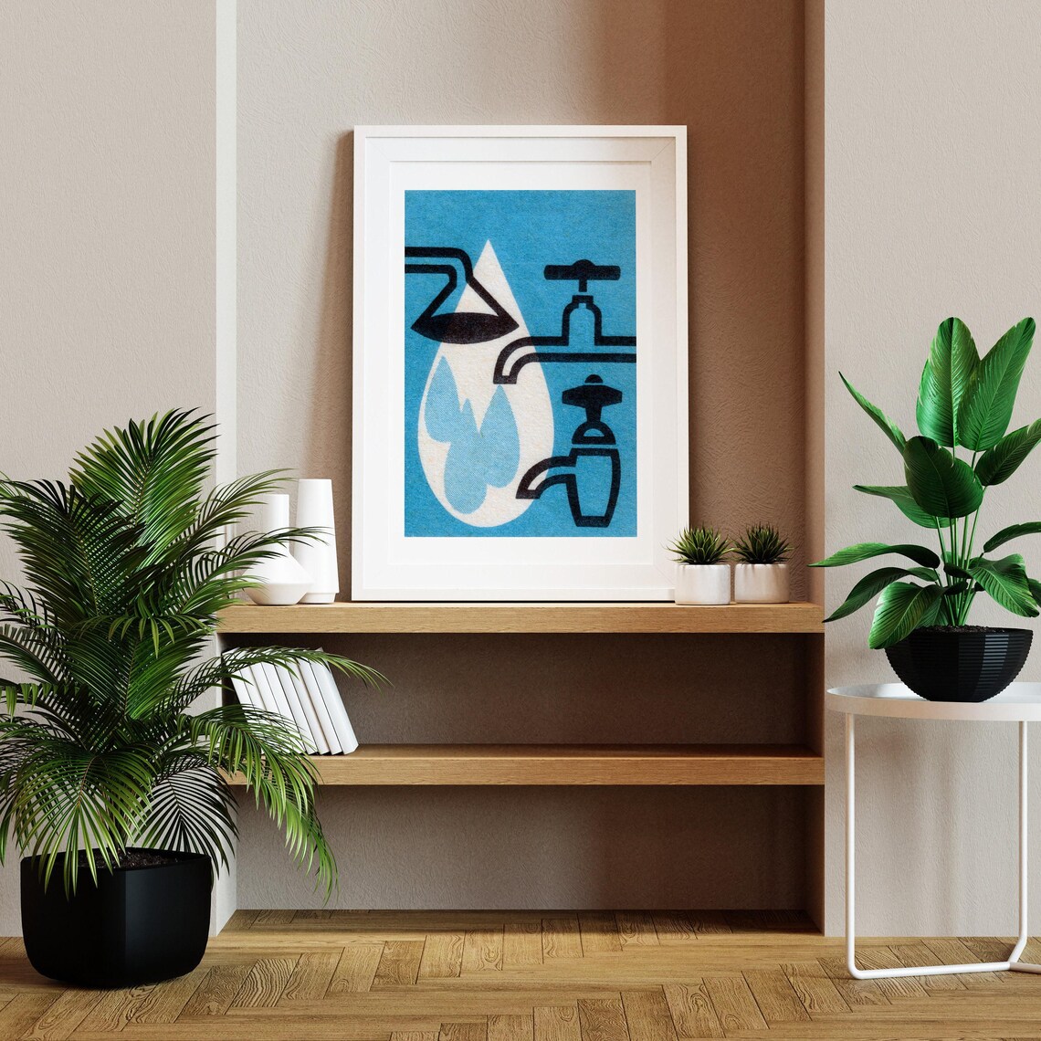 Water Taps Matchbox Vintage Bathroom Art Print - Image 2