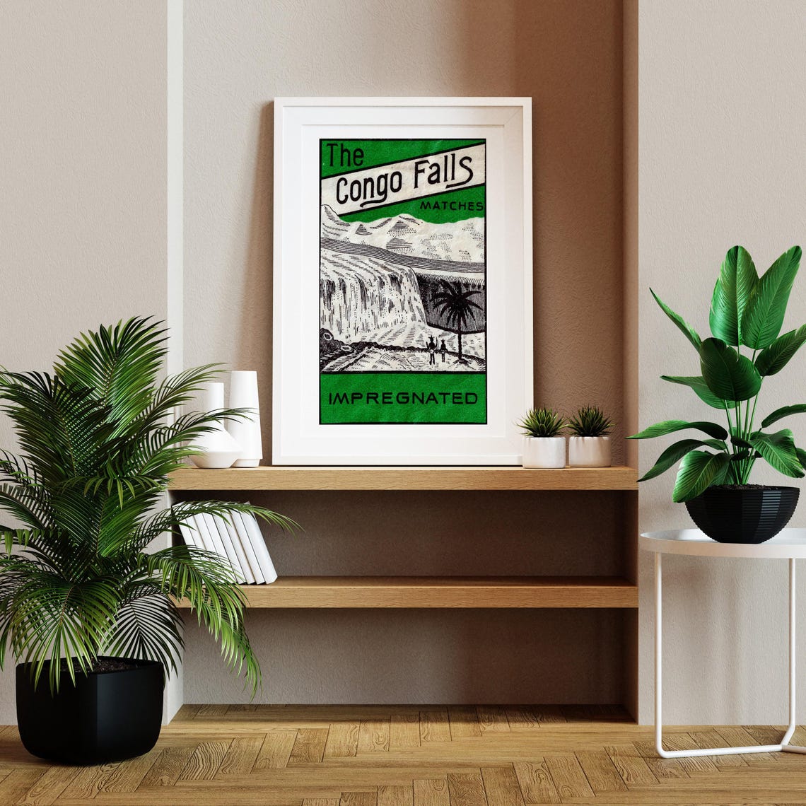 The Congo Falls Matches Vintage Waterfall Engraving Label Poster - Image 2