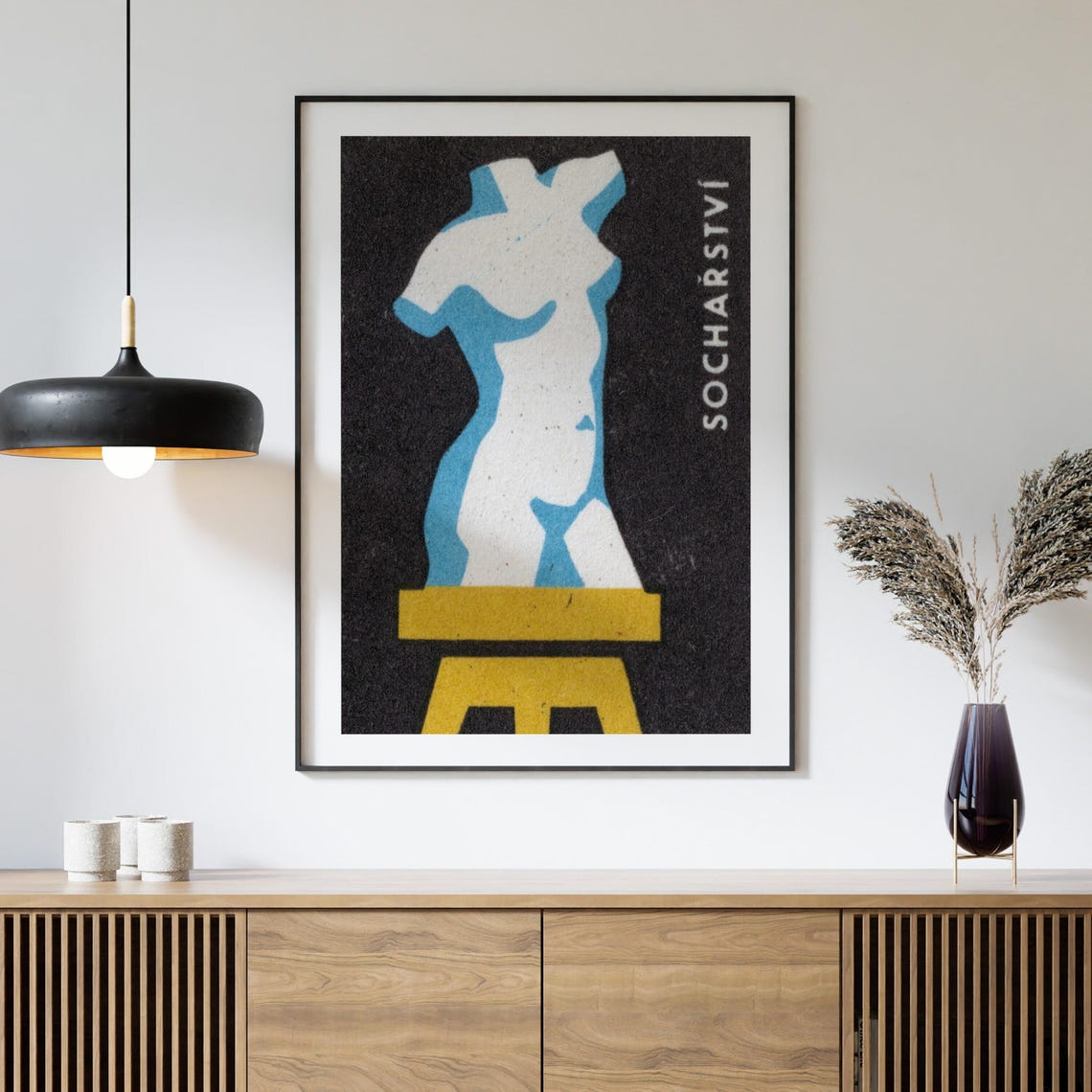 Socharstvi Classical Torso Sculpture Czech Vintage Label Art Print - Image 4