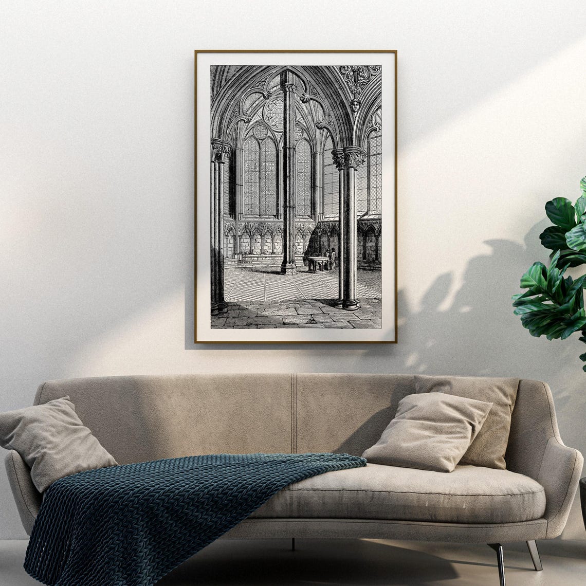 Salisbury Cathedral Chapter House Gothic Interior Engraving Poster - Image 3