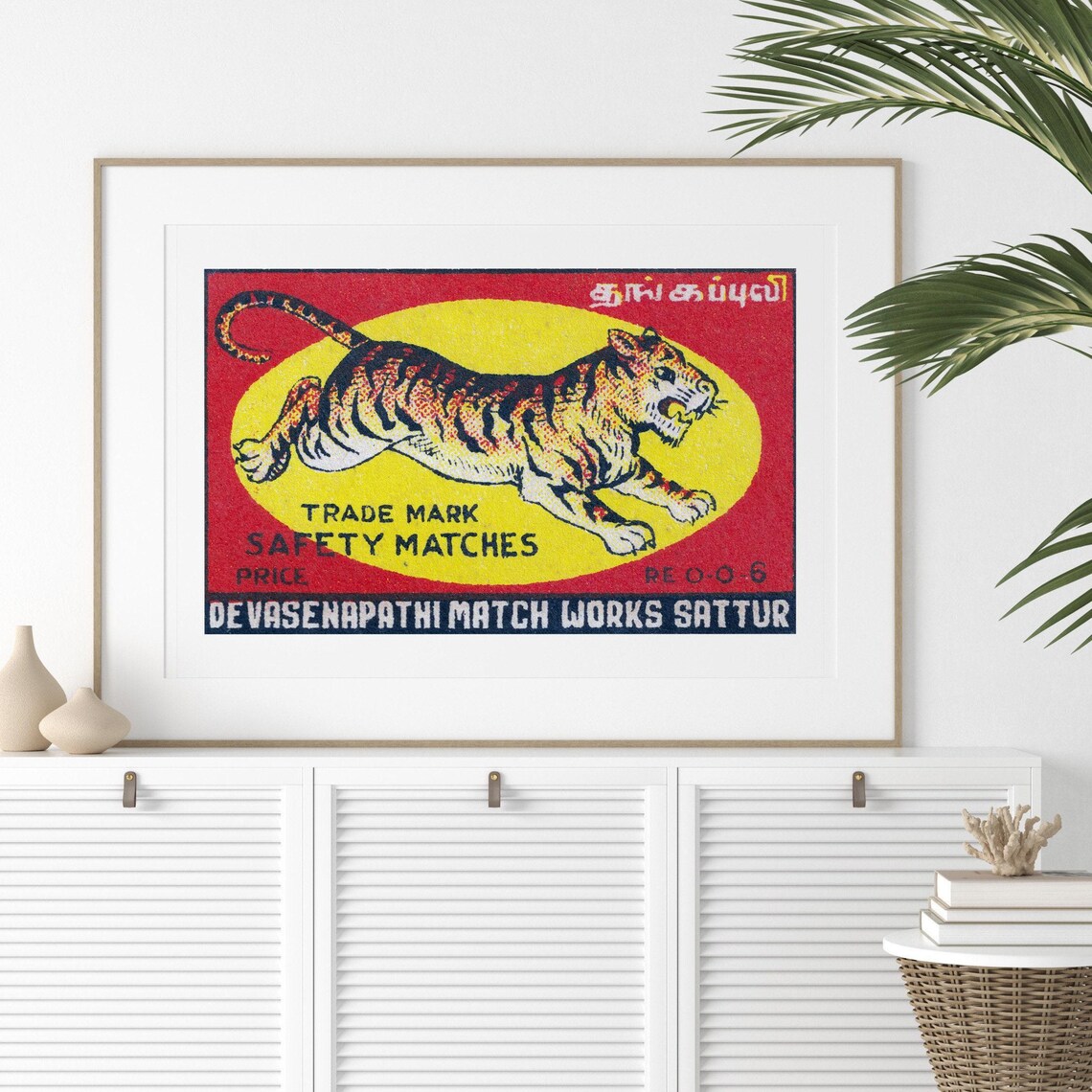 Tiger Leaping Matchbox Print, Vintage India Poster - Image 2