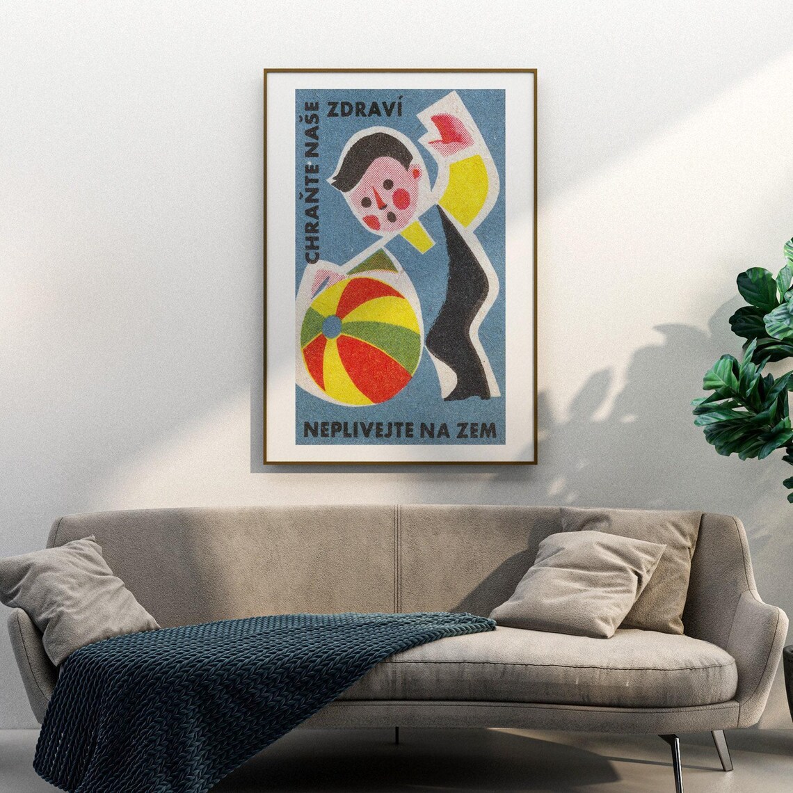 Boy Playing With Beach Ball, Vintage Czech Poster Print - Image 3