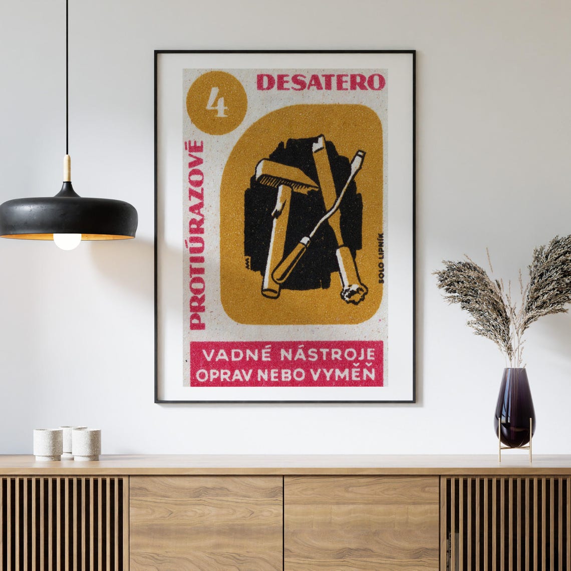 Replace Broken Tools Safety Decalogue Czech Matchbox Label Art Poster - Image 4